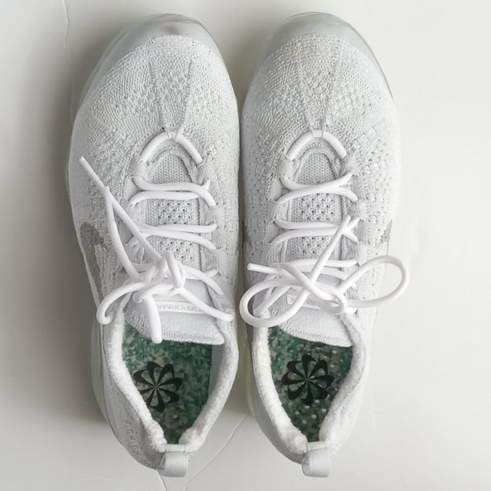 🩷💚⚜️Nike Air⚜️🩷💚 Mens VaporMax Sneakers Flyknit Pure Platinum White Size 6.5